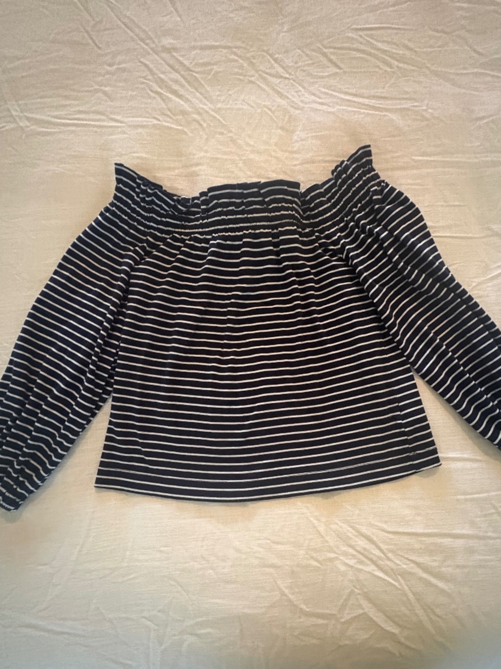 Banana Republic Navy & White Striped Off-the-Shoulder Top – XS